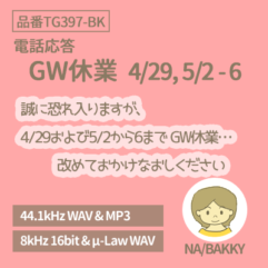 GW休業 4/29,5/2-6（品番TG397-BK）